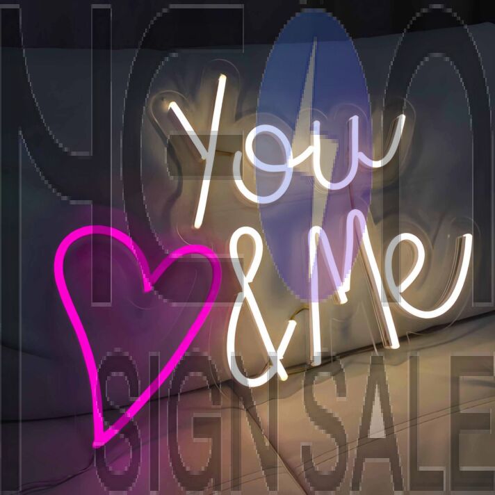 Customize You Love Me Heart Wedding Neon Sign