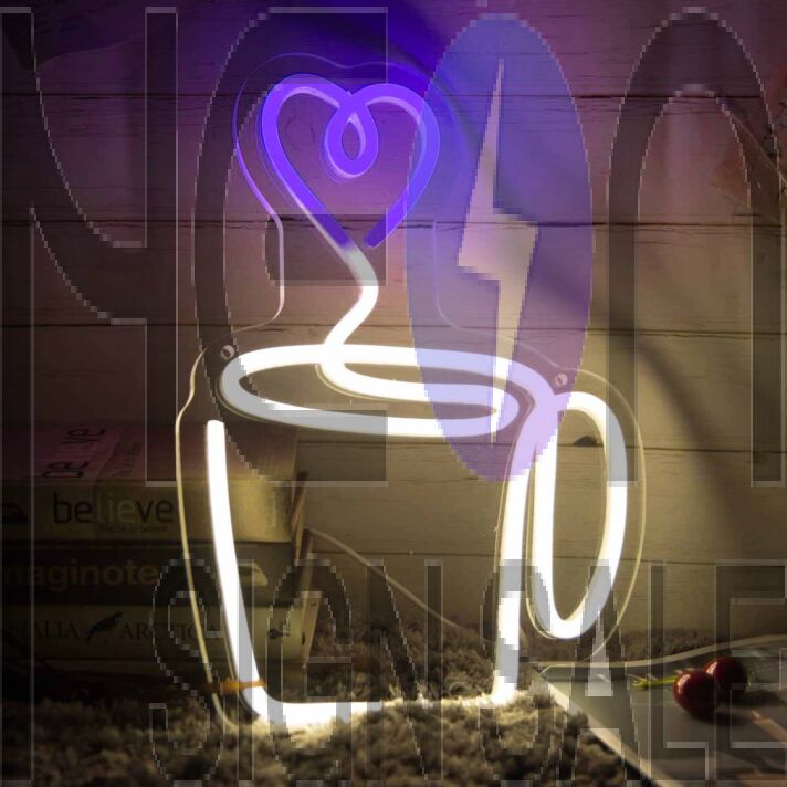 Heart Aroma Coffee Cup Neon Sign