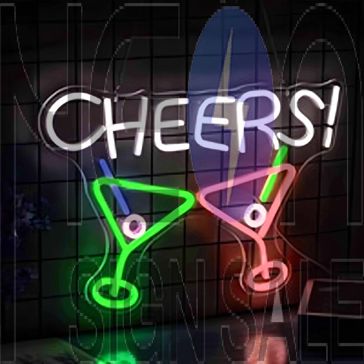 Colorful Cheers Bar Drink Neon Sign
