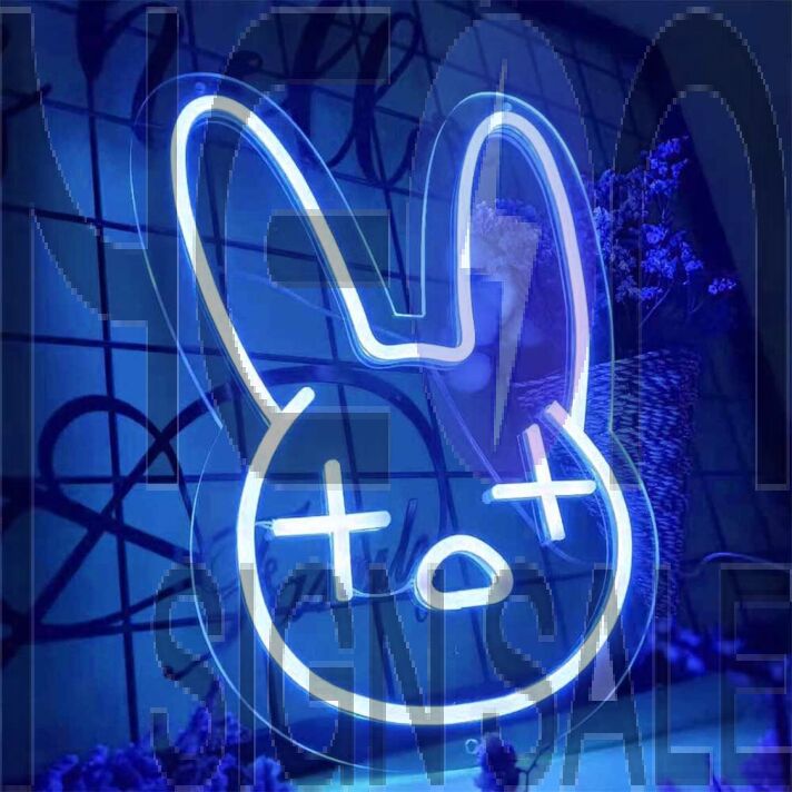 Confused Bunny Animal Neon Sign
