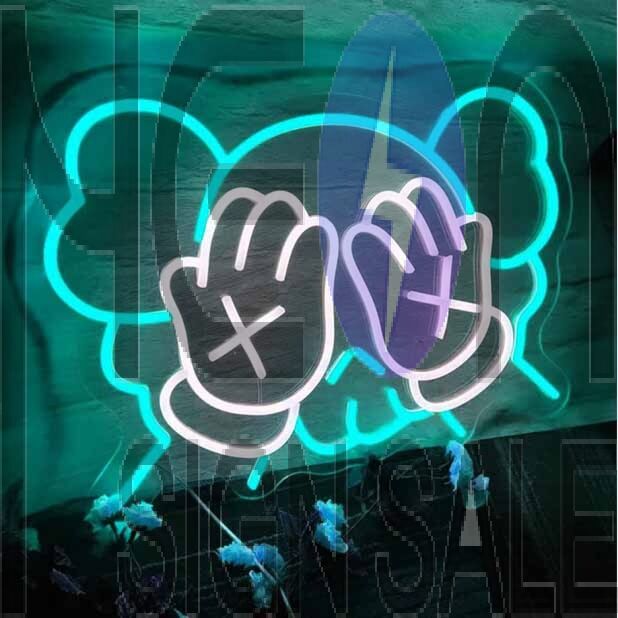 Bear Covering Eyes Neon Sign