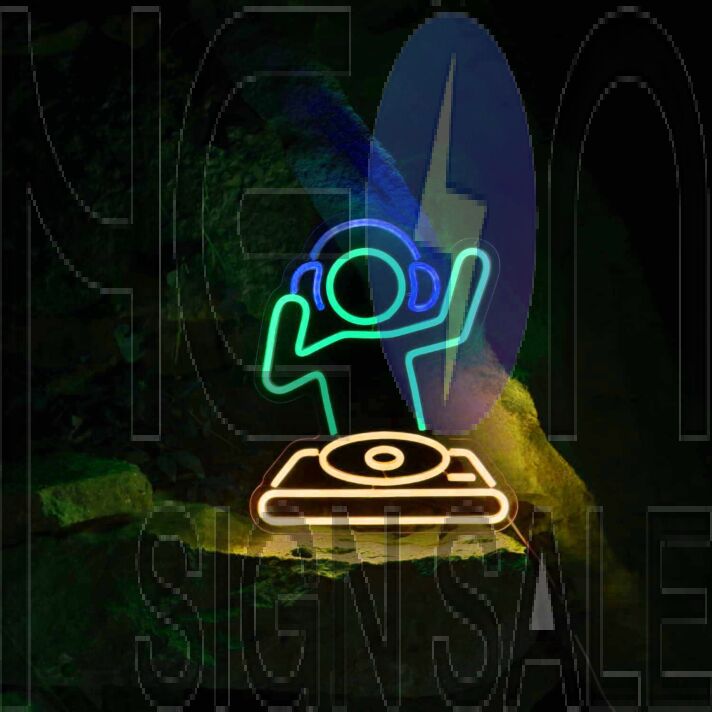DJ Turntable Neon Sign
