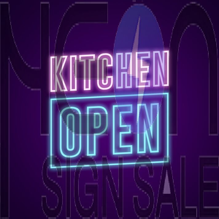 Kitchen Open Neon Sign for Restaurants and Home Kitchens