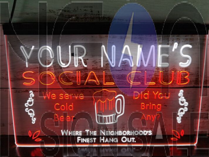 Name Personalized Custom Social Club Home Bar Beer Dual LED Neon Sign for Personalized Decor