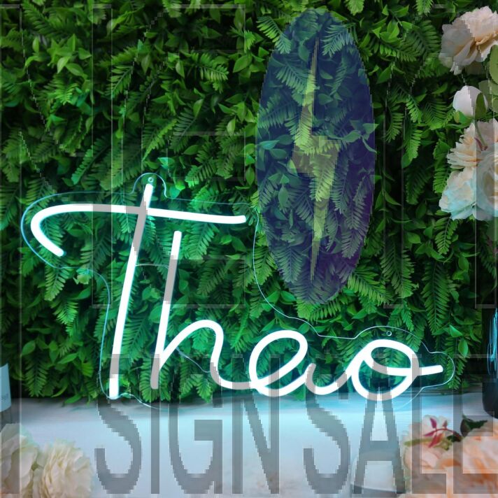 Theo Blue Neon Sign for Personalized Decor