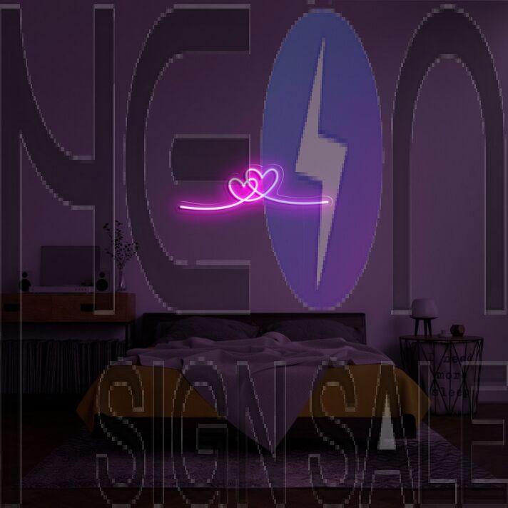 Double Heart Neon Sign for Romantic Decor