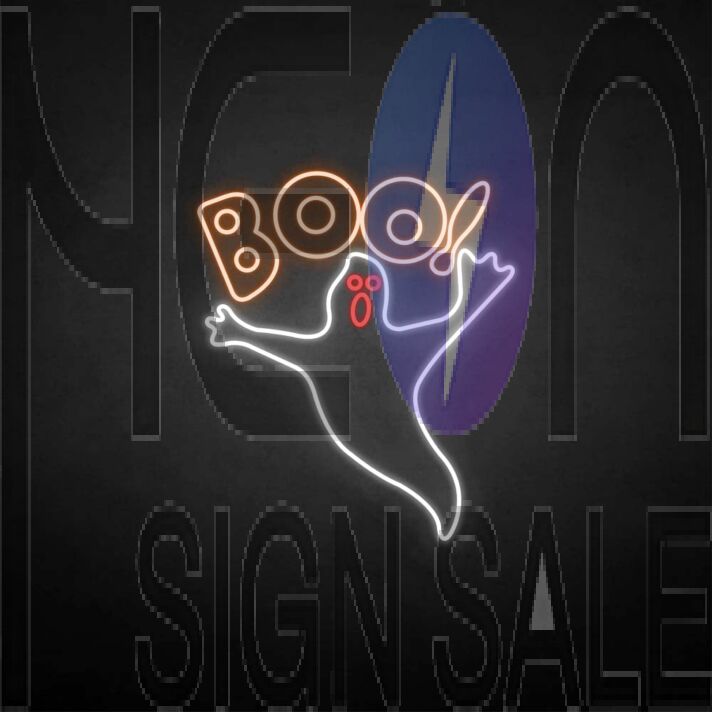 'BOO!' neon sign