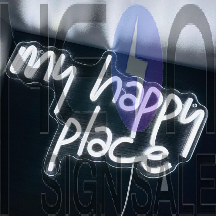 My Happy Place Multicolor Bedroom Neon Sign Cozy Vibes
