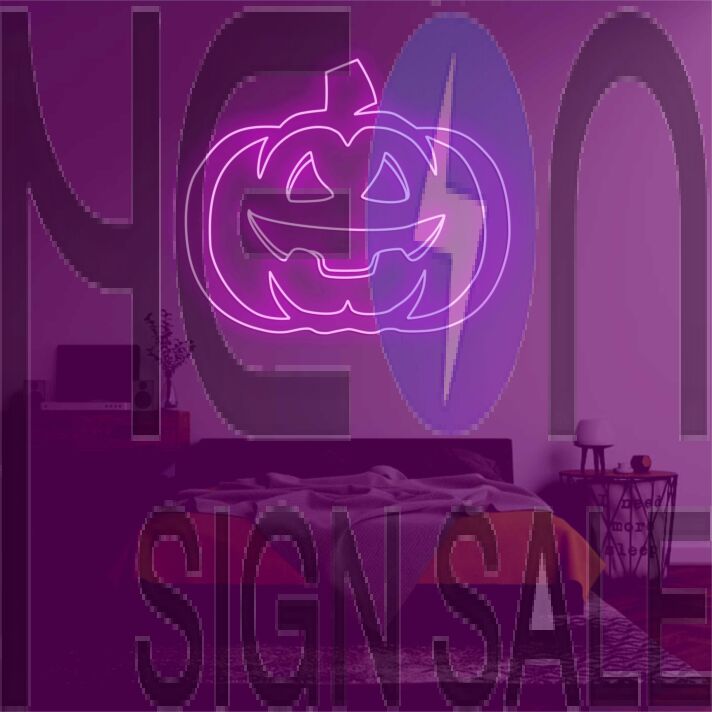 Pumpkin head2' neon sign