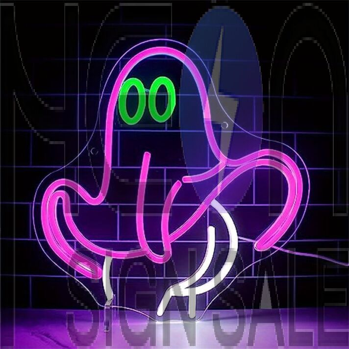 Spookify Your Space: Funny Ghost LED Neon Sign Halloween Cute Boo LED Neon Sign for Home, Bars, and Halloween Parties.