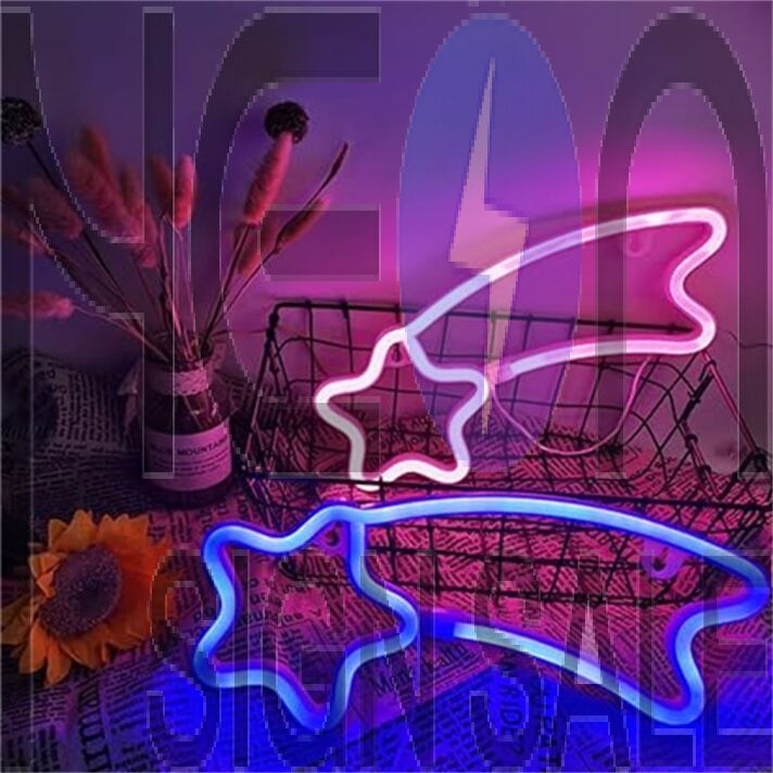Brighten Up Your Space: Meteor LED Neon Sign Perfect for Bedroom, Gaming Setup, and Trendy Cafes