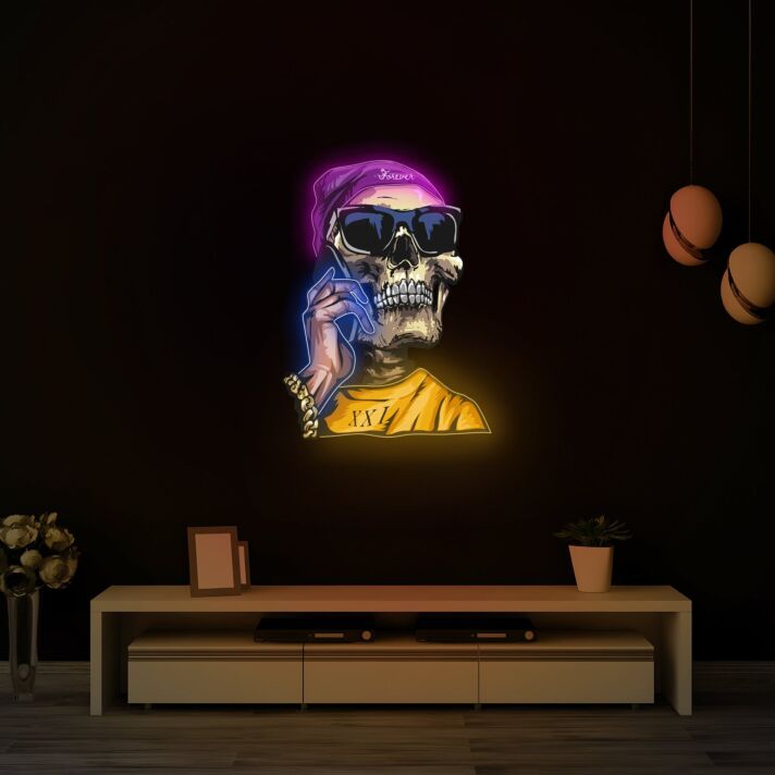 Brighten Up Your Bar, Office, or Game Room with Skull Mob UV Light Neon Art LED Illumination.