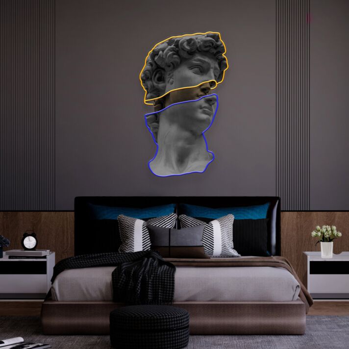 Elevate your ambiance: David Sculpture Led Uv Neon Sign for Artistic Home Decor, Chic Bars, and Inspirational Office Spaces.