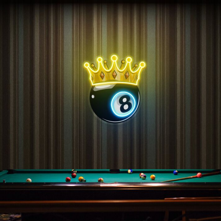 Brighten Up Your Space: King Business Logo Sign For Wall Billiards Wall Decor Led Uv Neon Sign Perfect for Bars, Game Rooms, and Office Decor.