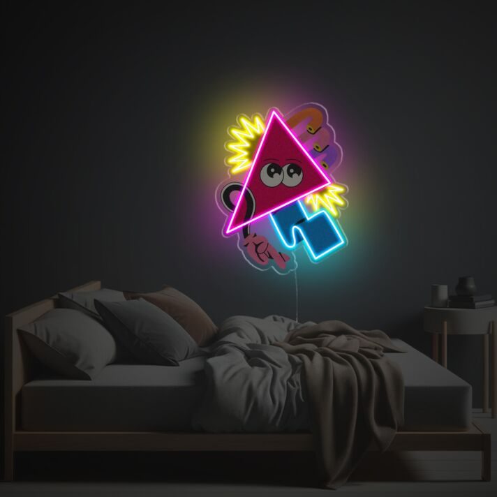 Brighten Up Your Space: Shining Triangle Girl LED Neon Acrylic Artwork Perfect for Bars, Home Decor, and Office Ambience.