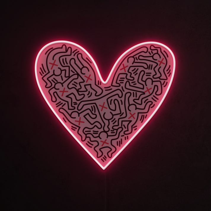Heart & UV Print Pattern Neon Sign