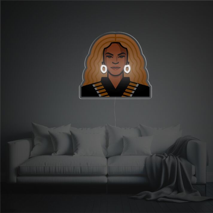 Brighten Up Your Space: Beyonce Portrait LED Neon Acrylic Artwork Perfect for Office, Home Decor, and Celebratory Events