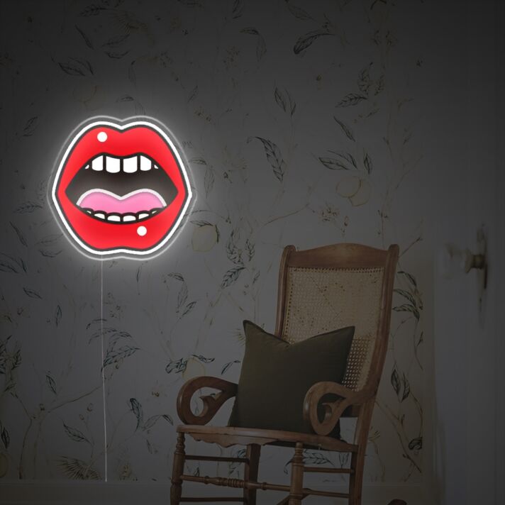 Bring a Radiant Glow to Bars, Weddings, and Home Décor with Opening Red Lip LED Neon Acrylic Artwork.
