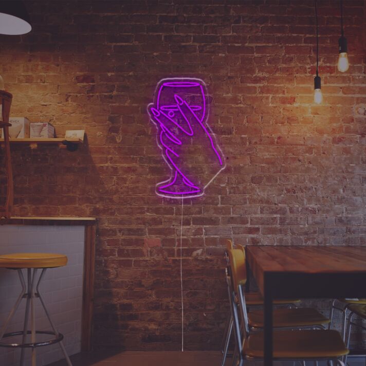 Elevate your bar or restaurant ambiance with the Lady Holding A Red Wine Glass LED Neon Sign.