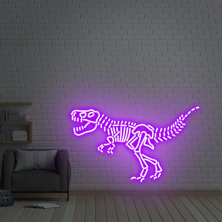 Brighten Up Your Space with Dinosaur Neon Sign - Perfect for Game Room, Home Decoration, Bar Settings, and Weddings.