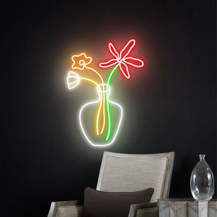 Brighten Your Space: Flower Neon Sign Wall Art for Bedroom, Party, and Wedding Elegance