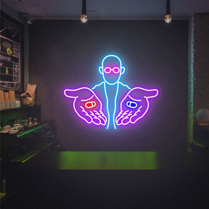 Brighten Your Choice in Home, Office, or Bar: Red Pill Or Blue Pill Funny Neon Lights Decor Game Room Wall for a Unique Touch.