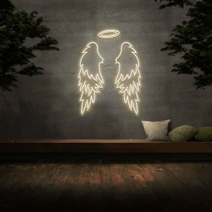 Big Angel Wings & Halo Neon Sign