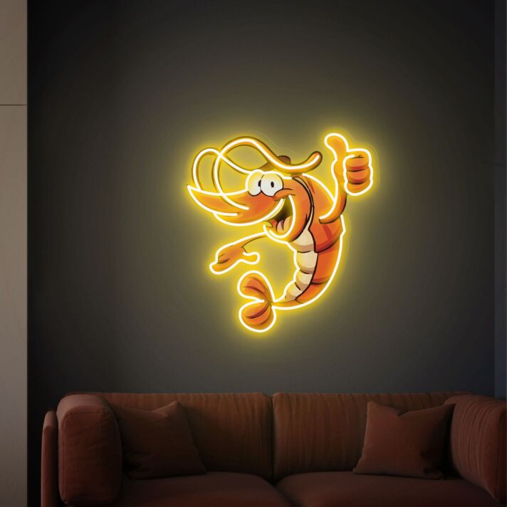 Enhance Your Seafood Restaurant, Bar, or Kitchen with the Captivating Glow of Lobster UV LED Neon Sign Printing Wall Decor.