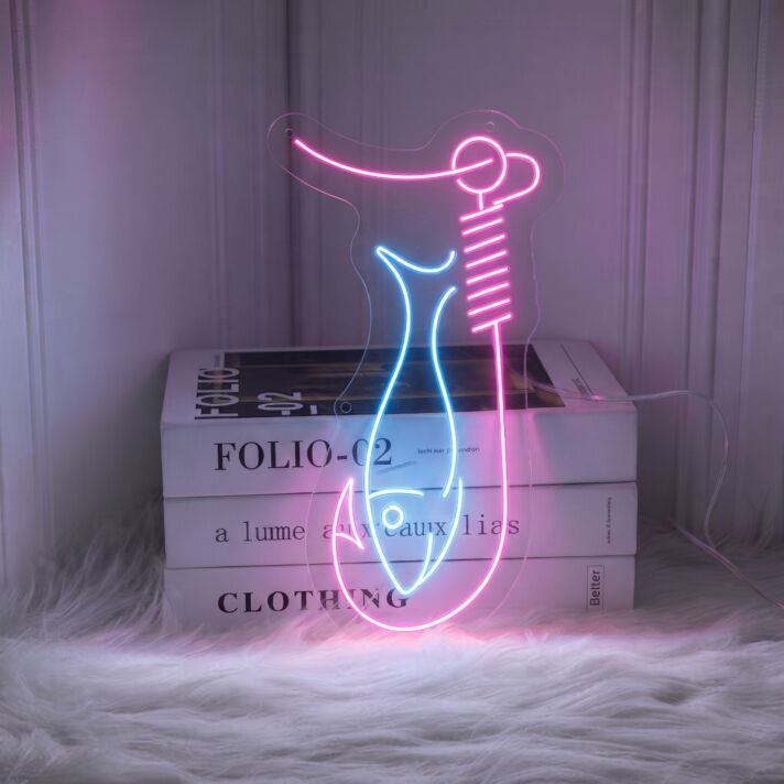 Brighten Your Home, Office, or Bar with the Fishing Led Neon Sign - Perfect for Animal Lovers and Decor Enthusiasts!