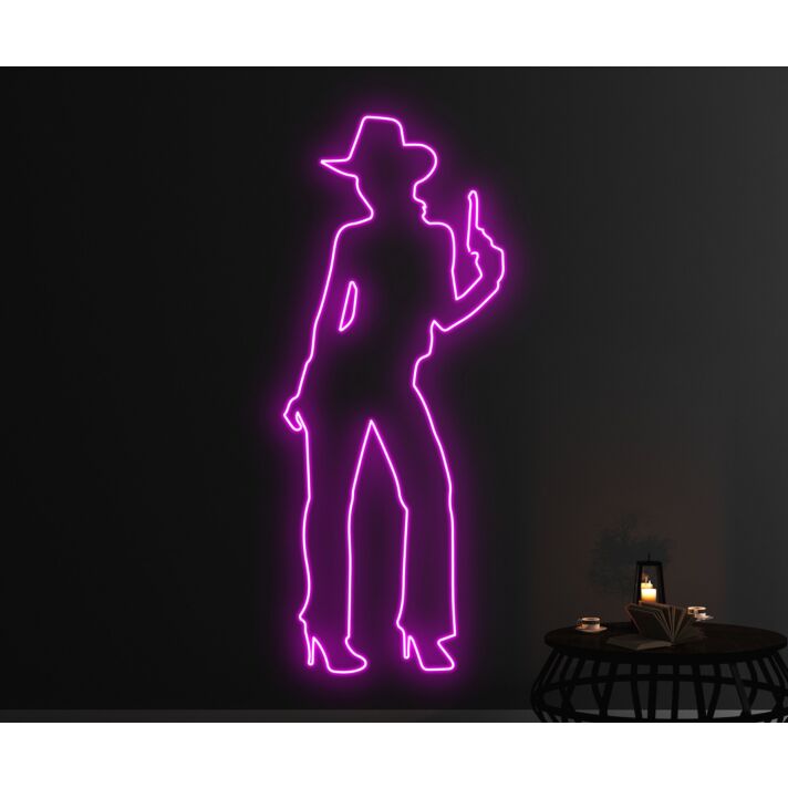 Naked Cowgirl With Gun Led Neon Sign Bar Decor