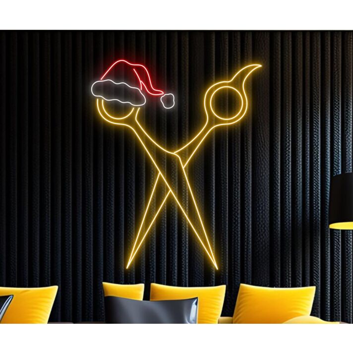 Scissors Comb Neon Led Sign Welcome Salon Logo Decor