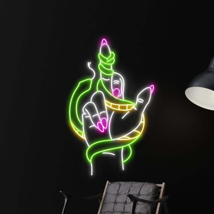 Snake Wrapping Around Hand Led Neon Sign Custom Snake Neon Light