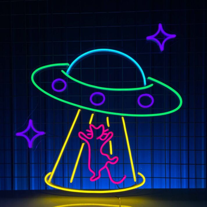 Ufo Cat Neon Light Home Room Decor Restaurant Decor Led Neon Sign
