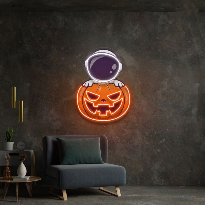 Astronaut Pumpkin Led Uv Neon Sign Halloween Party Wall Decor