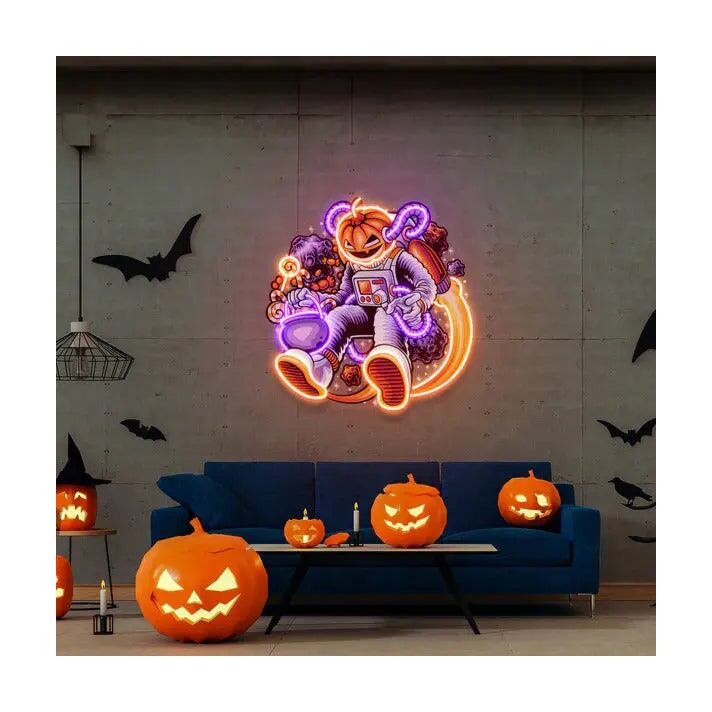 Astronaut Pumpkin Uv Light Stellar Neon Art And Installation