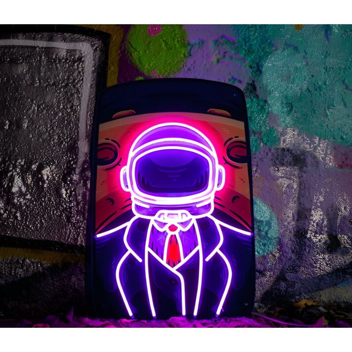 Man On The Moon Uv Printed Neon Artwork
