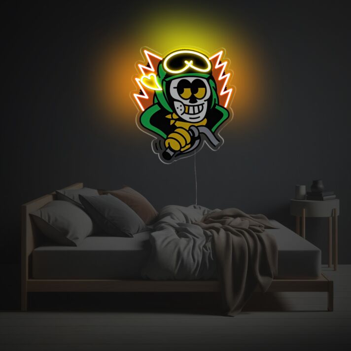 Cool Motorcycle Man LED Neon Acrylic Artwork