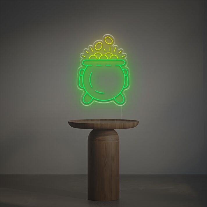 Gold Pot St Patricks Day LED Neon Sign