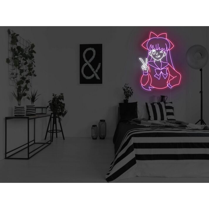 Anime Peace Girl Neon Sign
