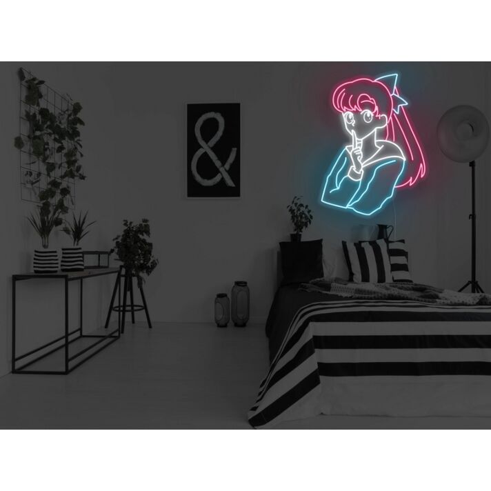Anime Pondering Girl Neon Sign