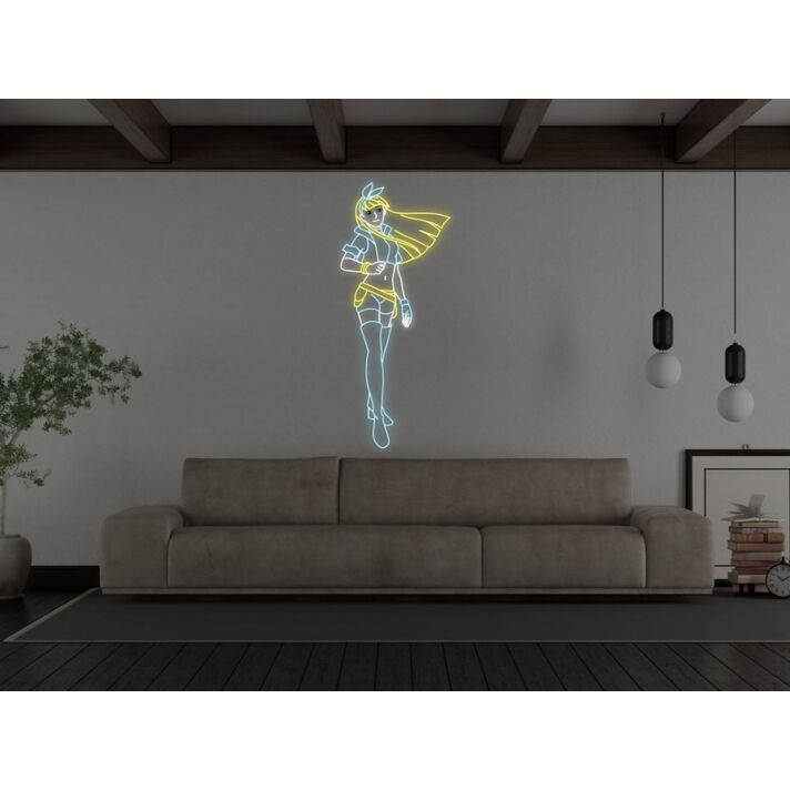 Anime Warrior Girl Neon Sign