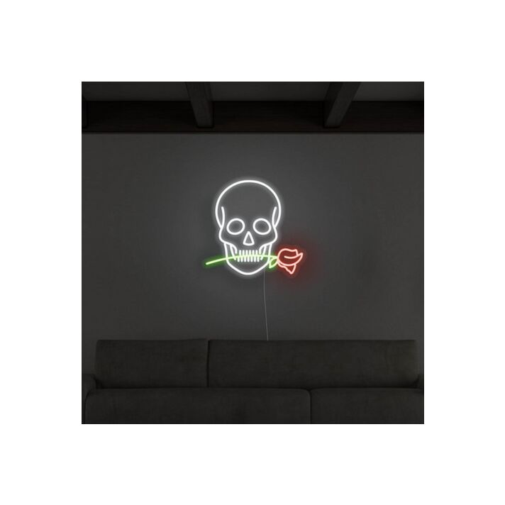 Skull With Rose Neon Sign