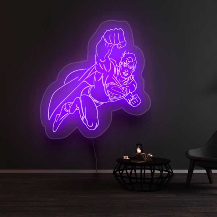 Superman Flying Neon Sign