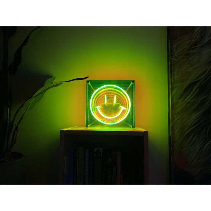 Happy Face Infinity Mirror Neon Sign