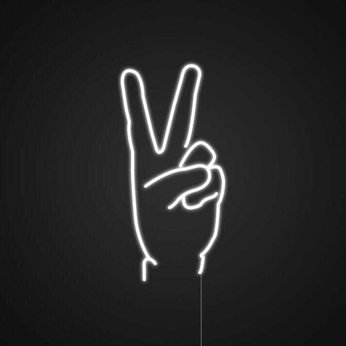 Peace Hand Sign Neon Sign