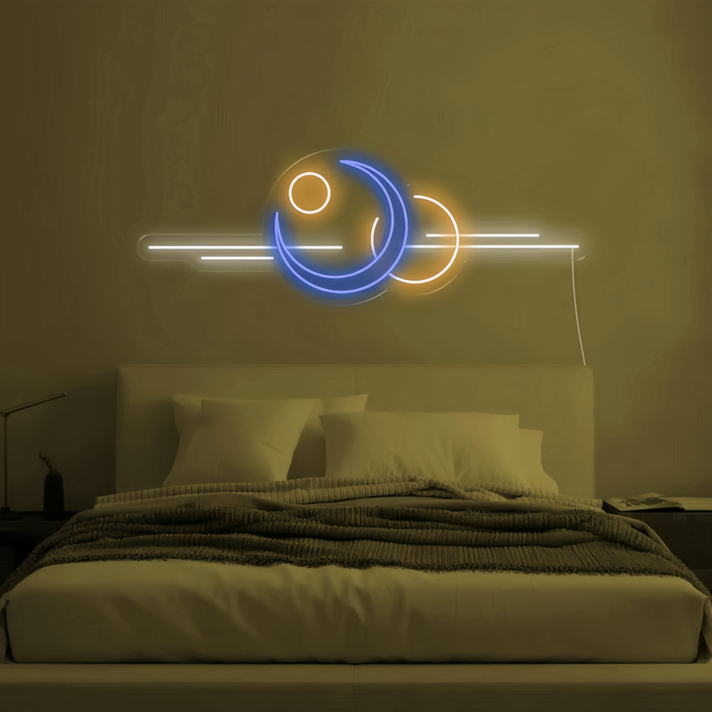 Galactic Moon and Planets Neon Sign