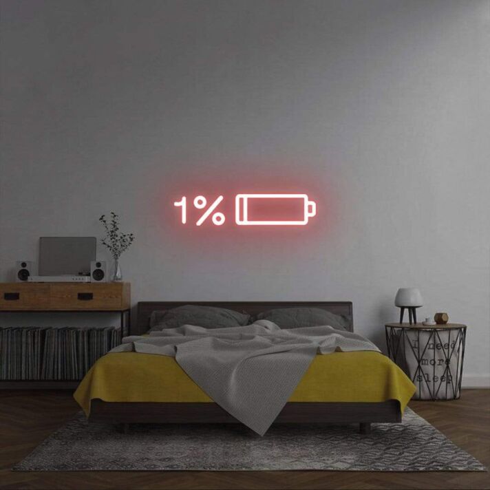 Low Battery: Recharge in Progress Bedroom Neon Sign