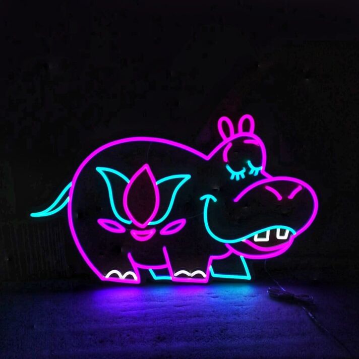 Happy Hippo LED Neon Sign