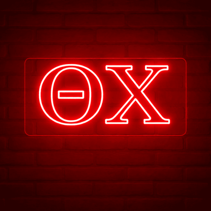 Theta Chi ΘΧ LED Neon Sign for Brotherhood Events and Fraternity Decor