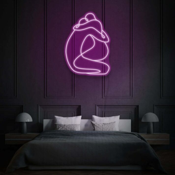 Minimalist Figures Hugging LED Neon Sign